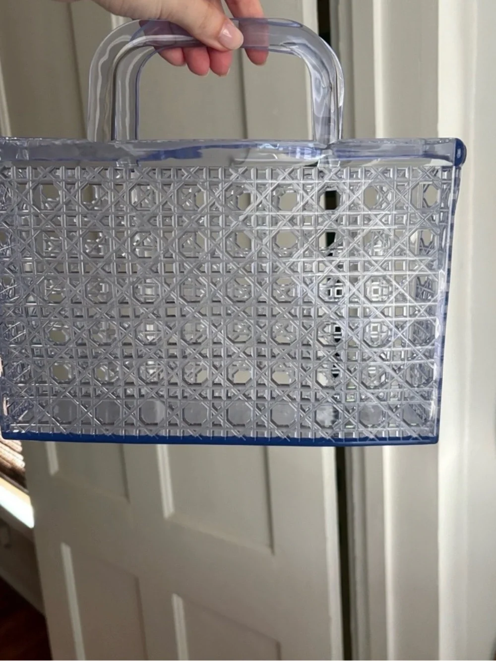 Clear Blue Patterned Jelly Mini Tote